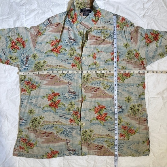 Polo Sport By Ralph Lauren Hawaiian Print Button Front Short Sleeve Top Sz XL M - Picture 11 of 12
